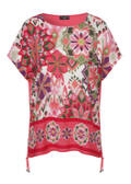 Print Blusenshirt mit einfarbigem Jersey-Rückteil / 