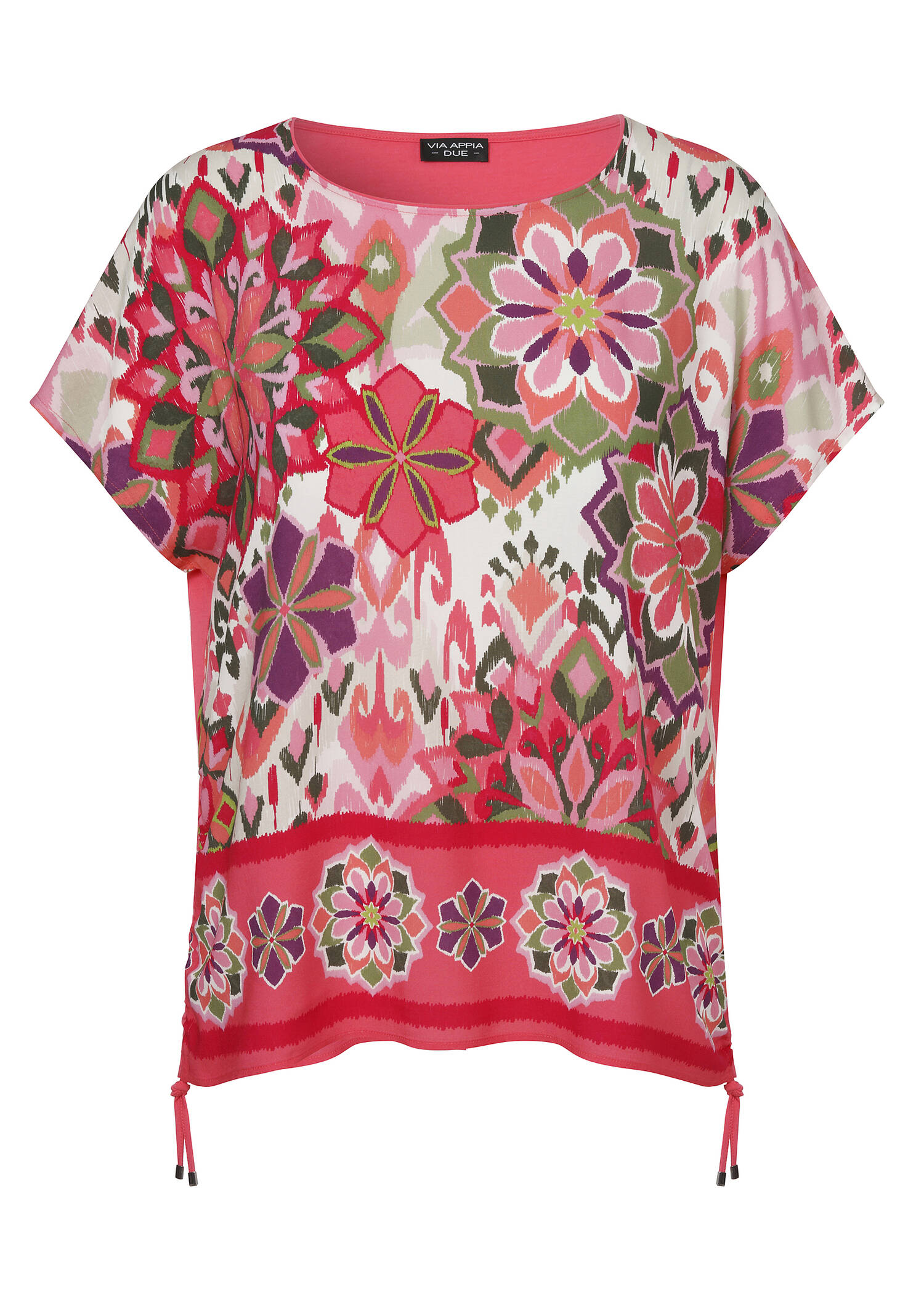 Print Blusenshirt mit einfarbigem Jersey-Rückteil /