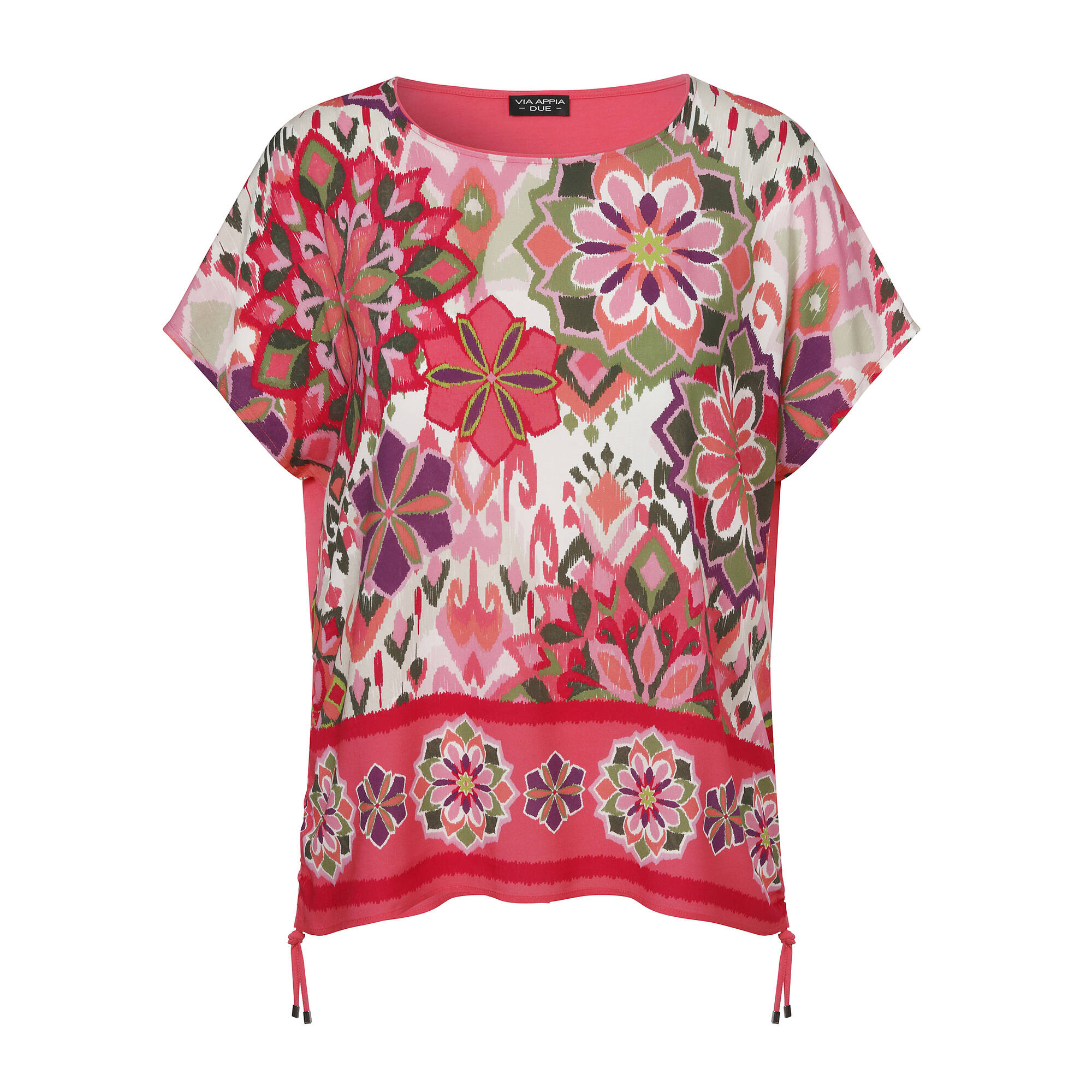 Print Blusenshirt mit einfarbigem Jersey-Rückteil