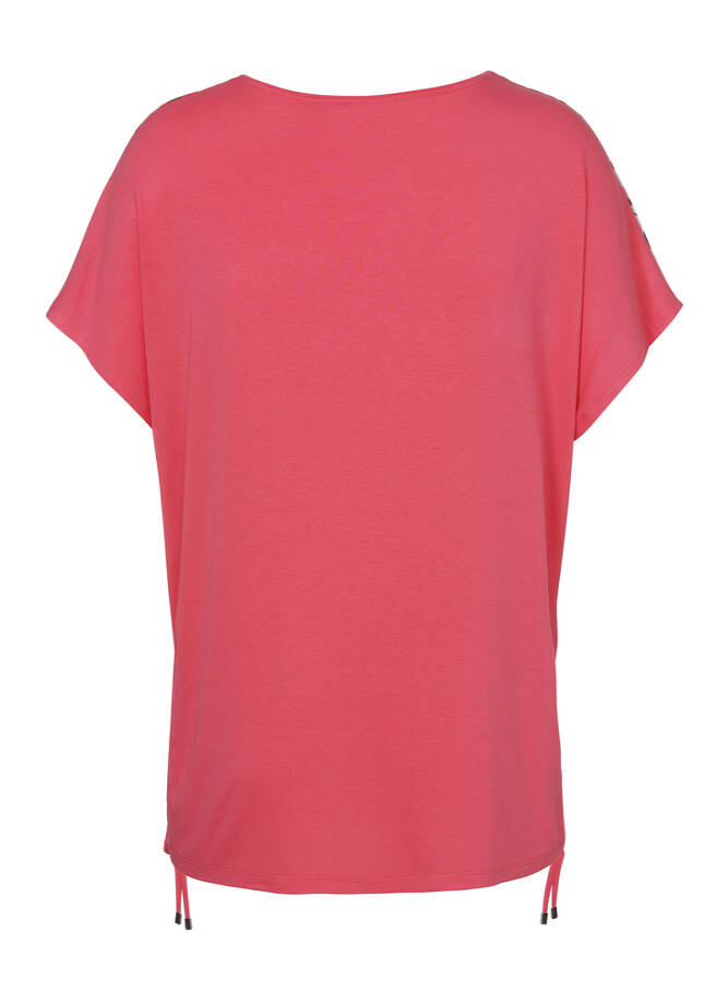 Print Blusenshirt mit einfarbigem Jersey-Rückteil / 