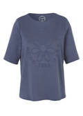 Halbarm-Sweatshirt mit Ton-in-Ton 3D Flower-Motiv / 