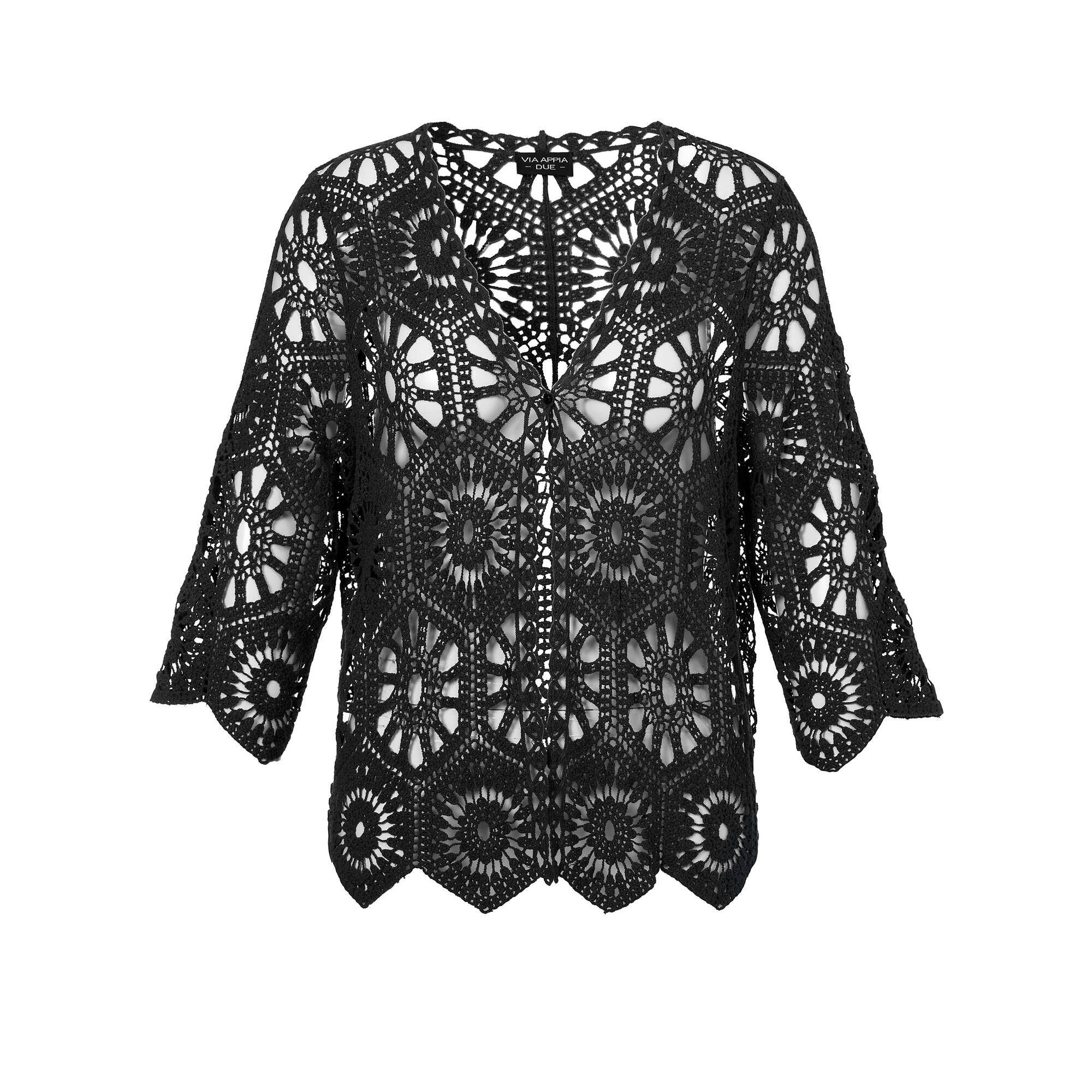 Feminine 3/4-Arm Ajour Baumwoll-Jacke