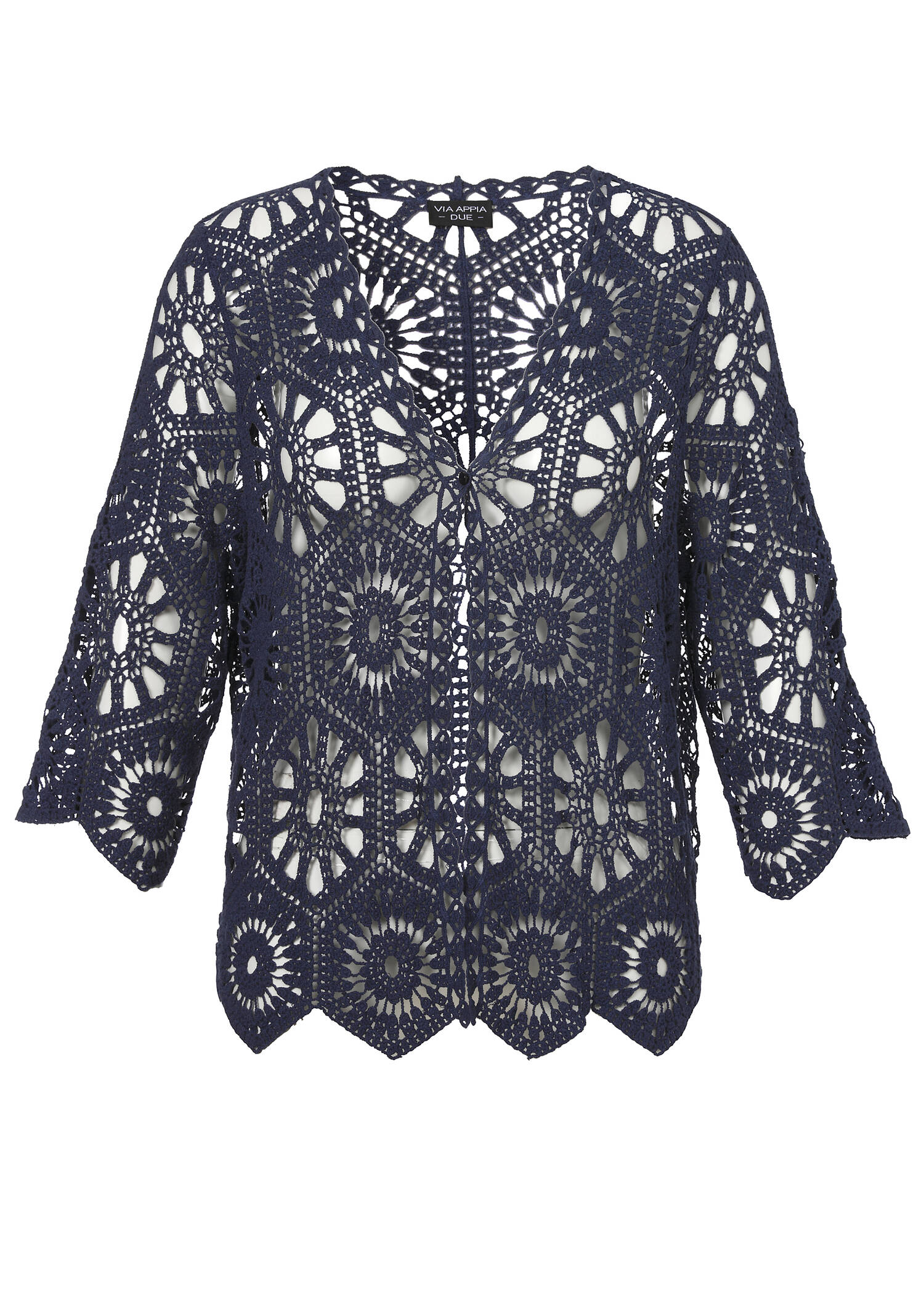 Feminine 3/4-Arm Ajour Baumwoll-Jacke /
