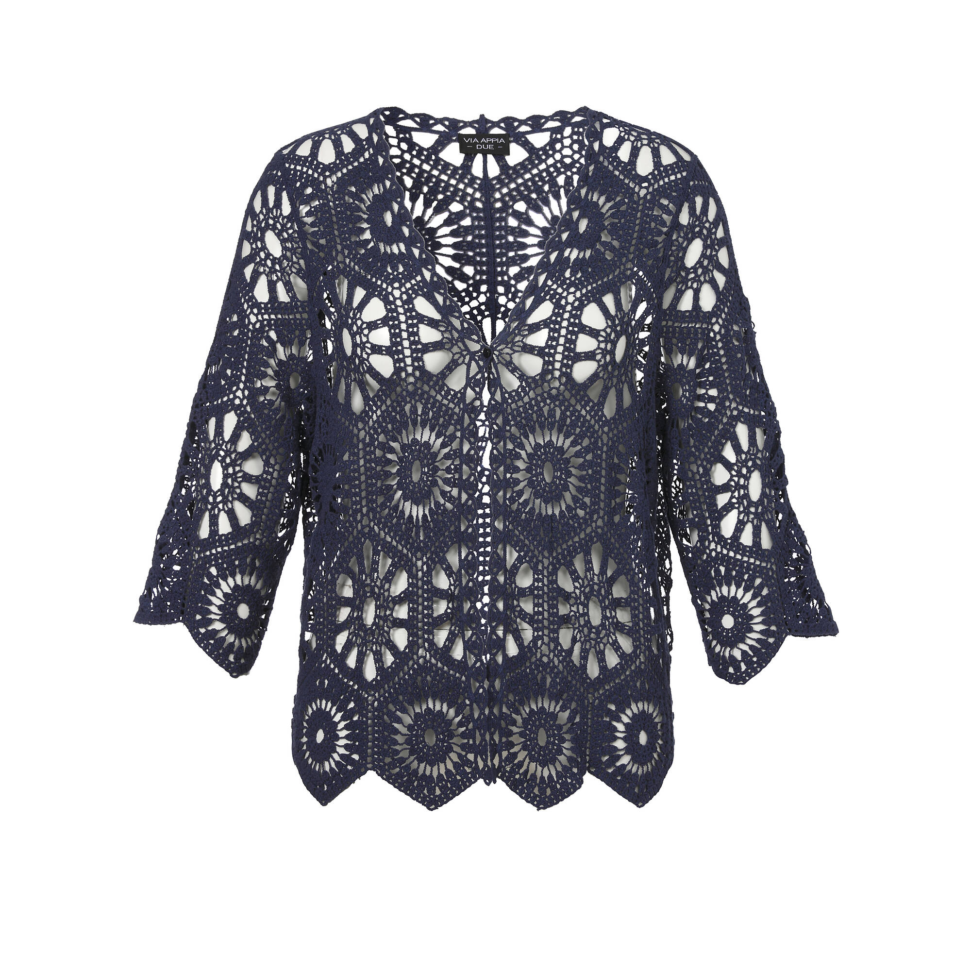 Feminine 3/4-Arm Ajour Baumwoll-Jacke