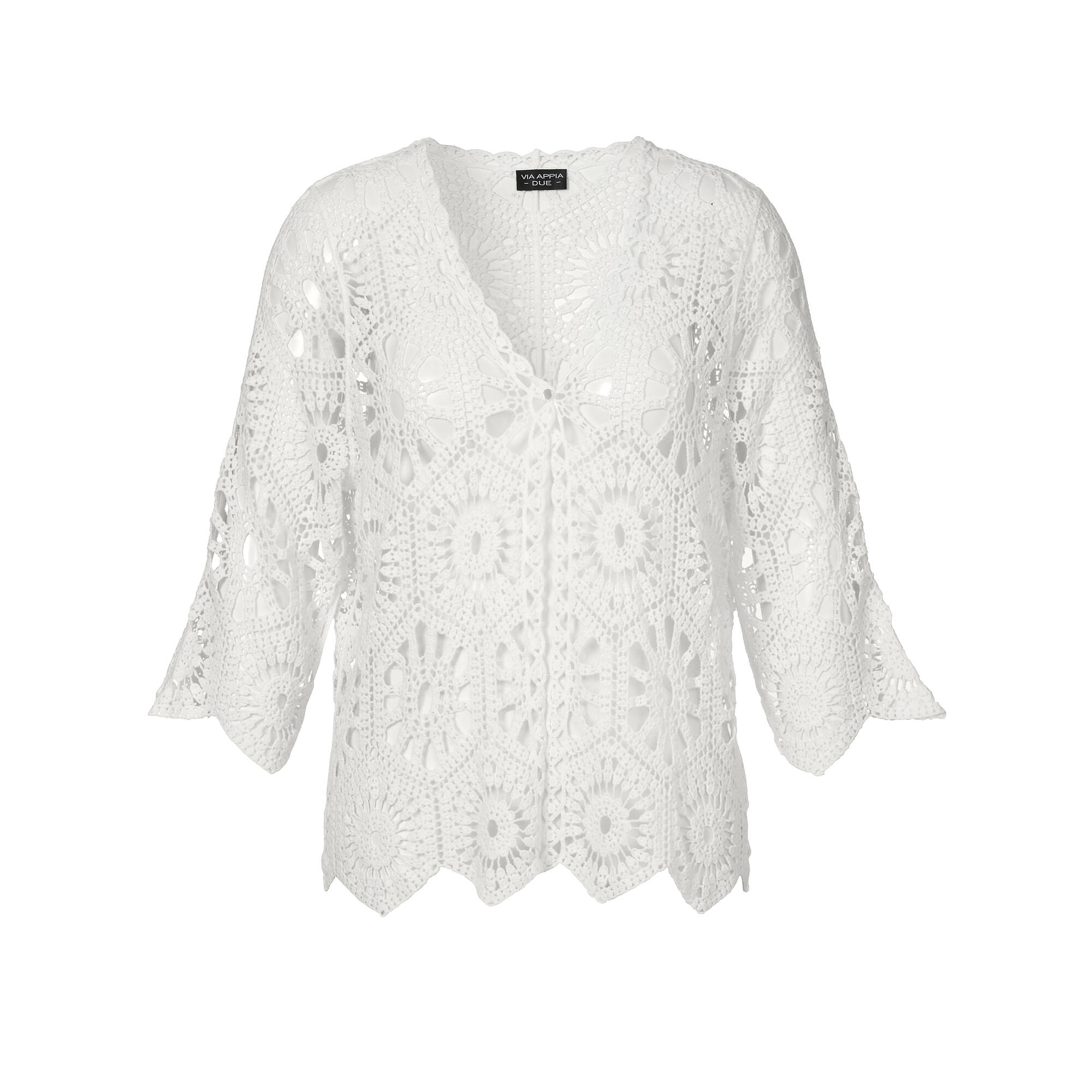 Feminine 3/4-Arm Ajour Baumwoll-Jacke