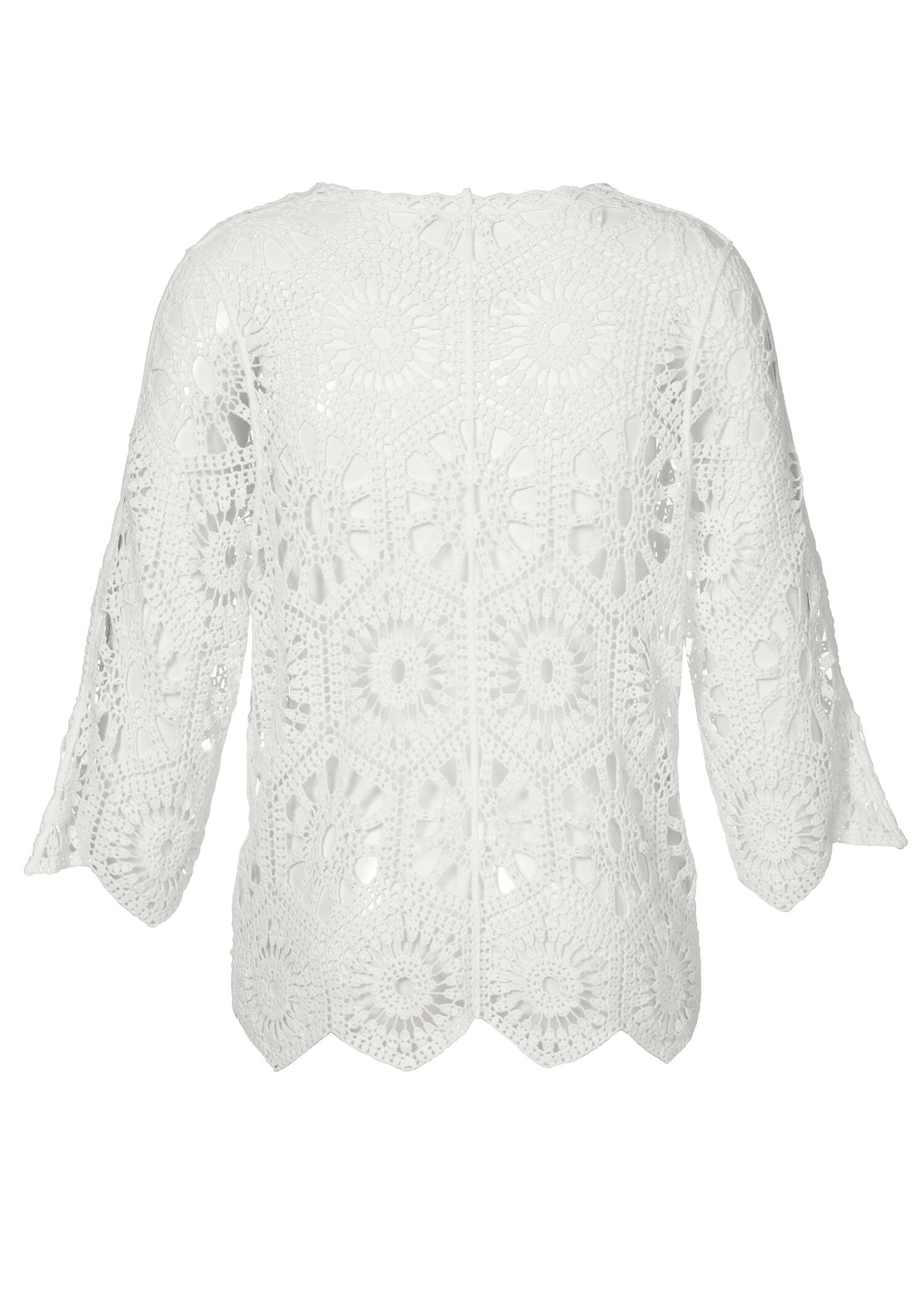 Feminine 3/4-Arm Ajour Baumwoll-Jacke /