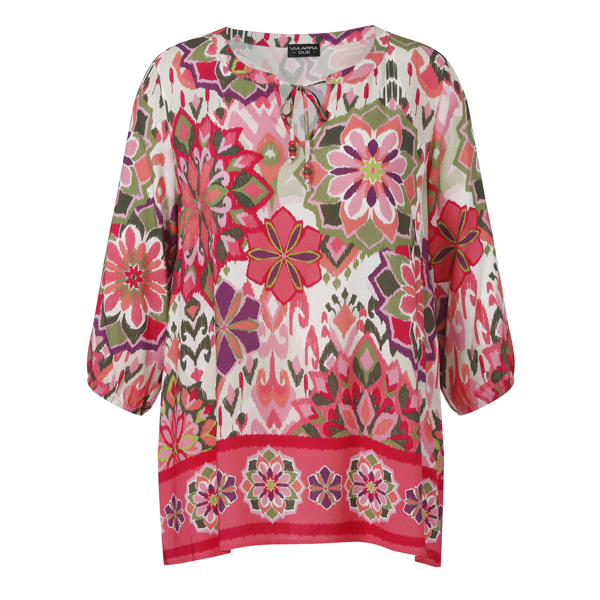 3/4-Arm-Print Tunika aus zarter Viskose