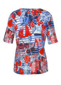 Fein geripptes Halbarm-Shirt mit Italian Print / 
