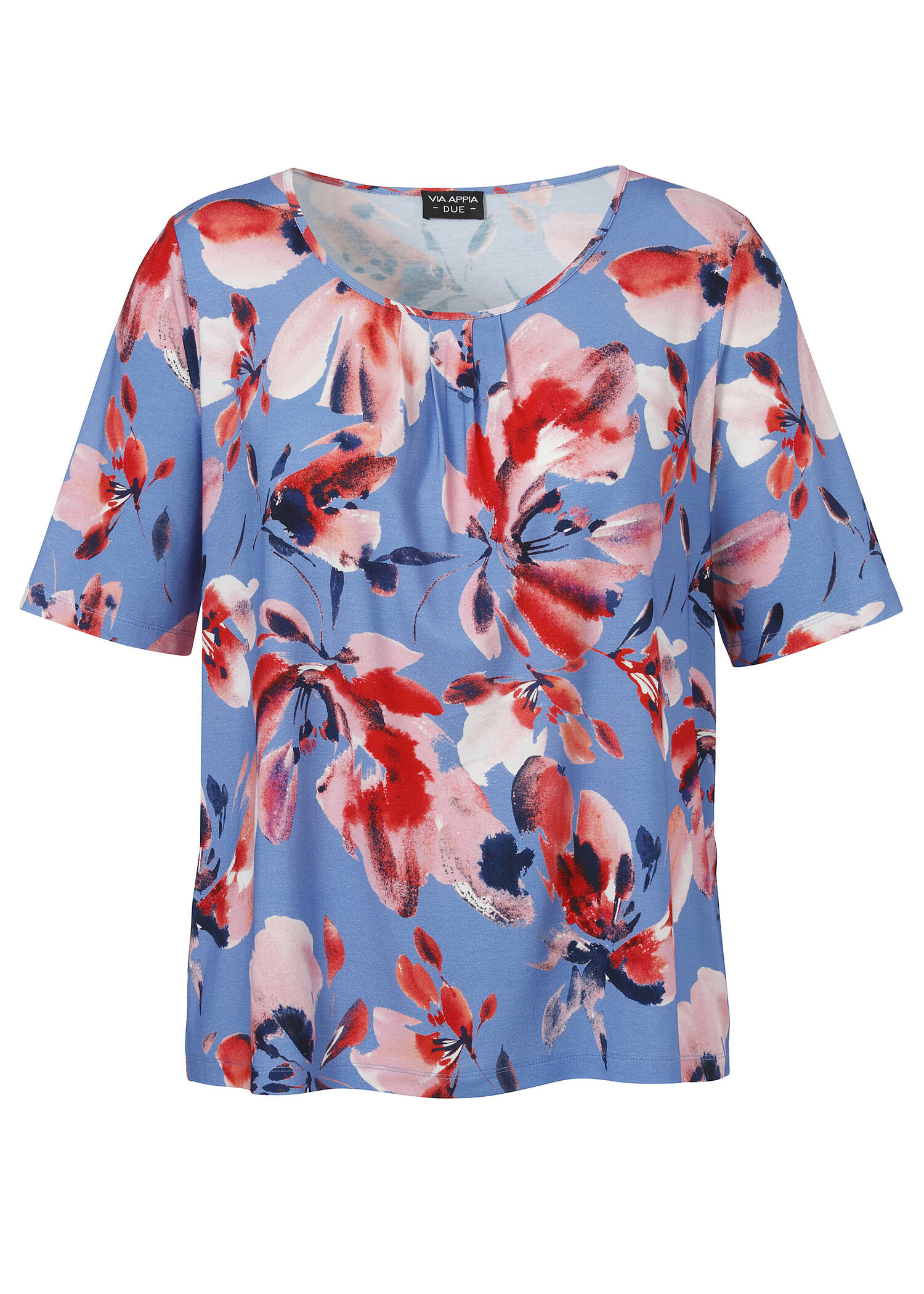 Fließendes Viskose-Jersey-Shirt mit floralem Print /