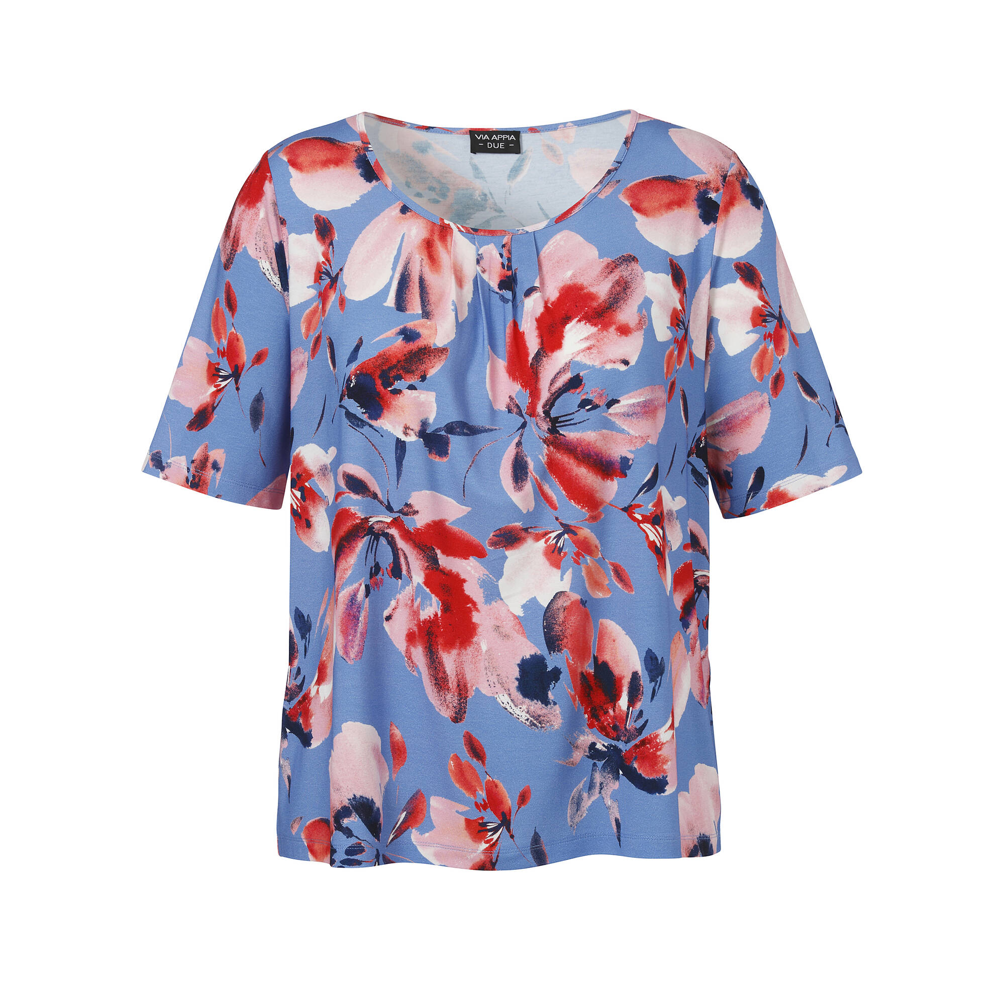 Fließendes Viskose-Jersey-Shirt mit floralem Print