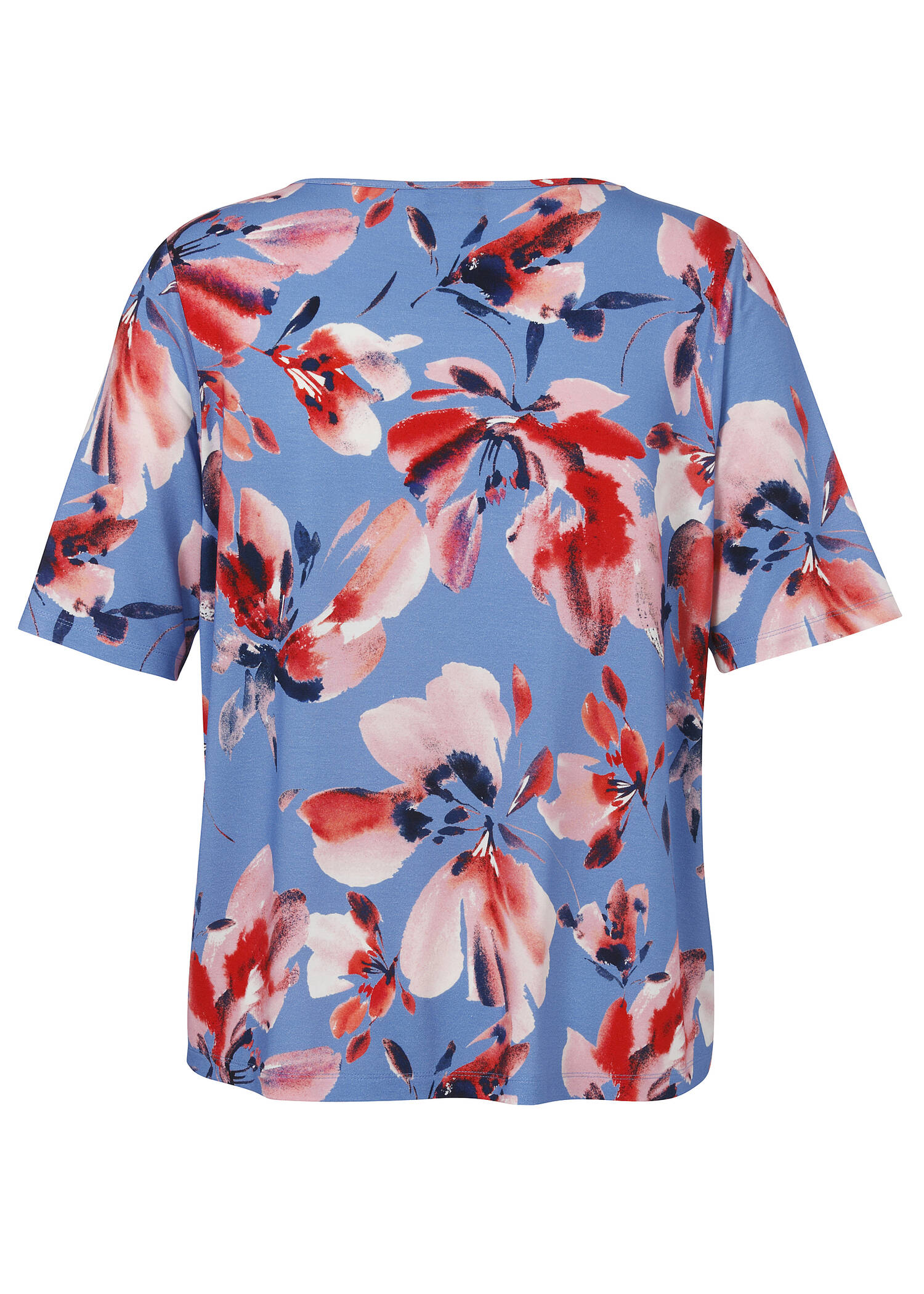 Fließendes Viskose-Jersey-Shirt mit floralem Print /