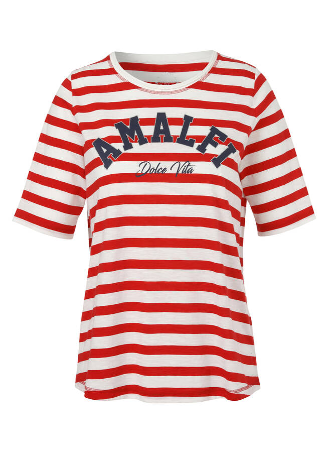 Softes Baumwoll-Shirt mit Streifen und Letter-Print / 