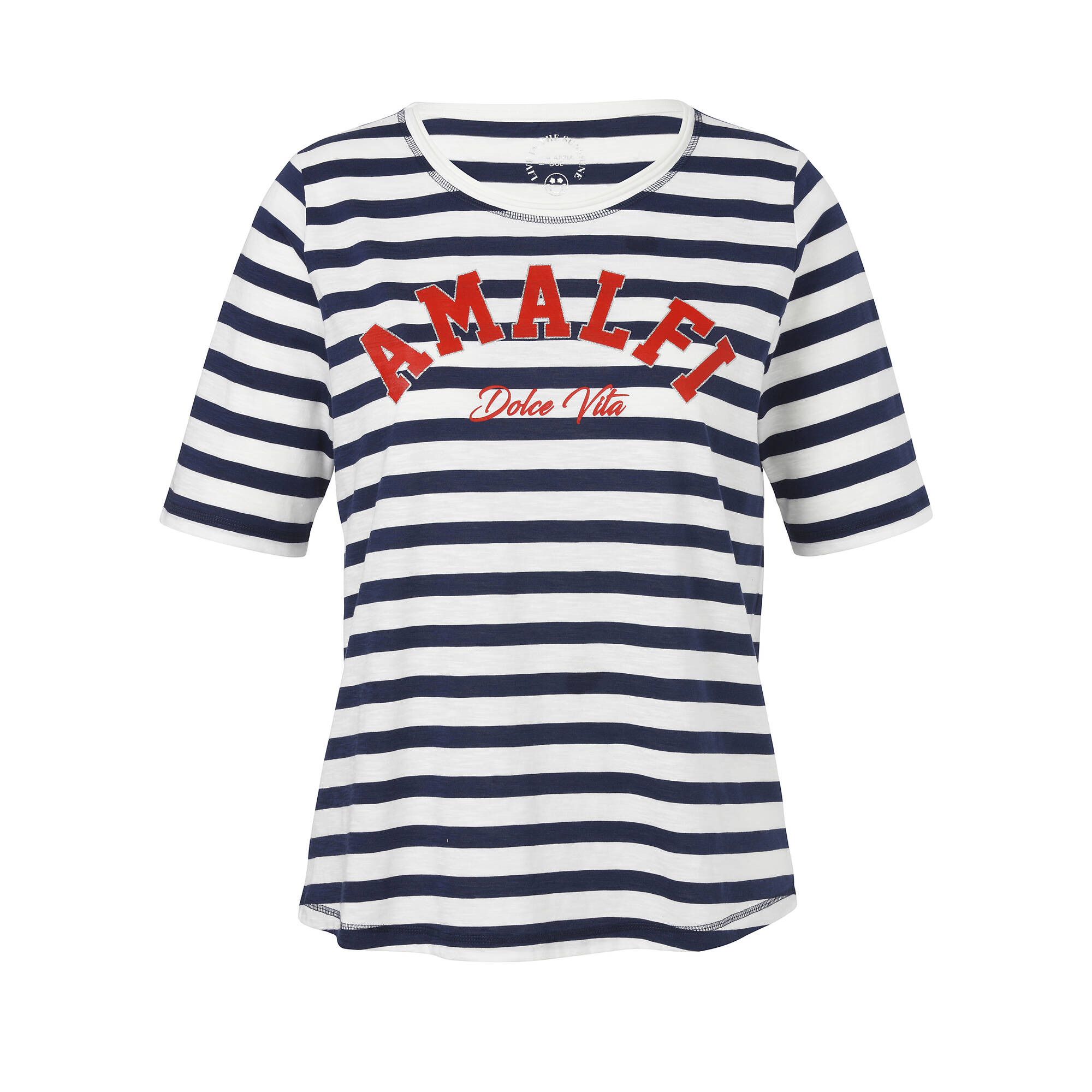 Softes Baumwoll-Shirt mit Streifen und Letter-Print