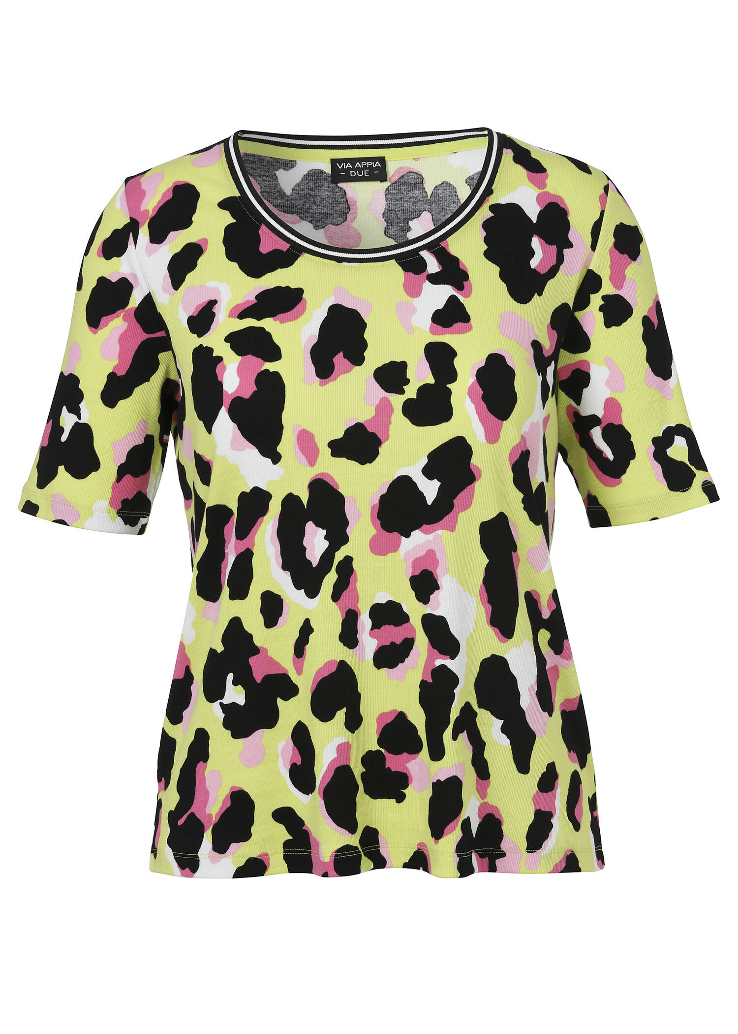 Geripptes T-Shirt mit Modern Leo-Muster /