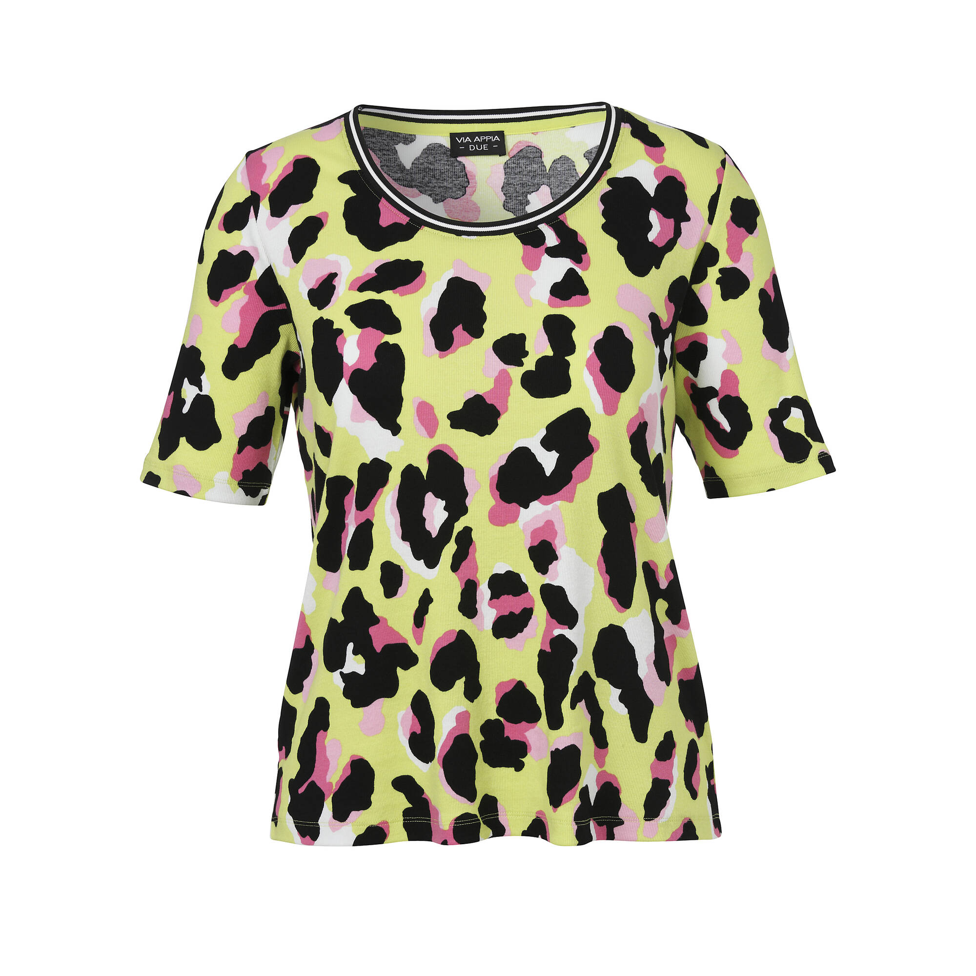 Geripptes T-Shirt mit Modern Leo-Muster