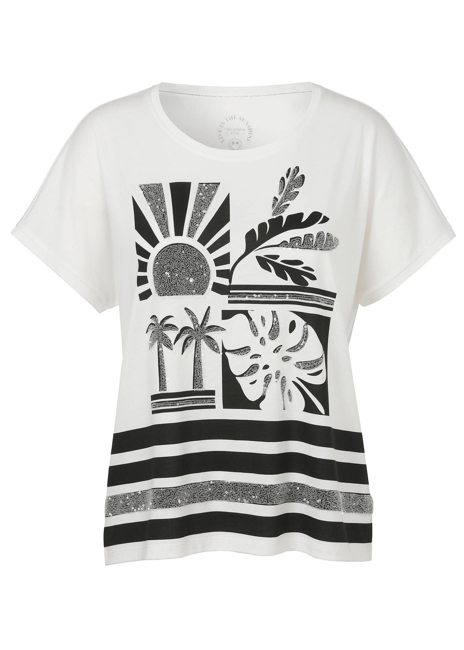 Softes T-Shirt mit geschmücktem Print Black & White /
