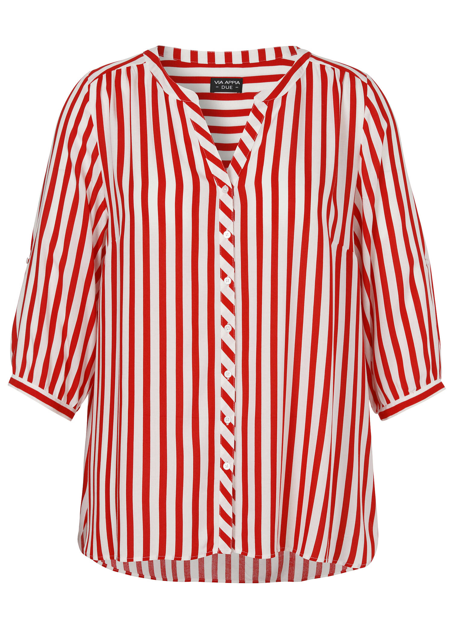 Längsgestreifte 3/4-Arm Viskose-Bluse /