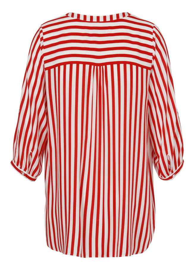 Längsgestreifte 3/4-Arm Viskose-Bluse / 