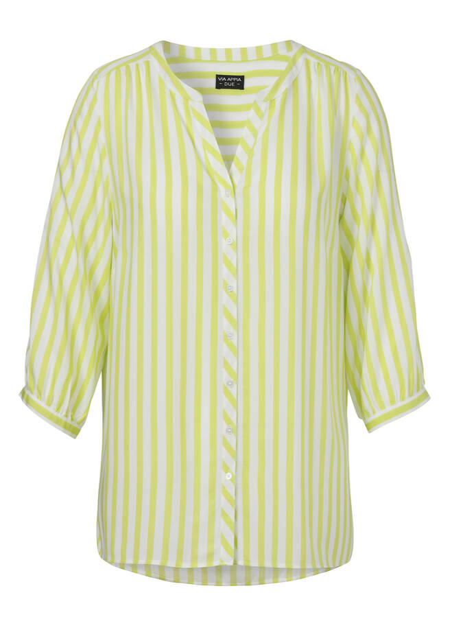 Längsgestreifte 3/4-Arm Viskose-Bluse / 