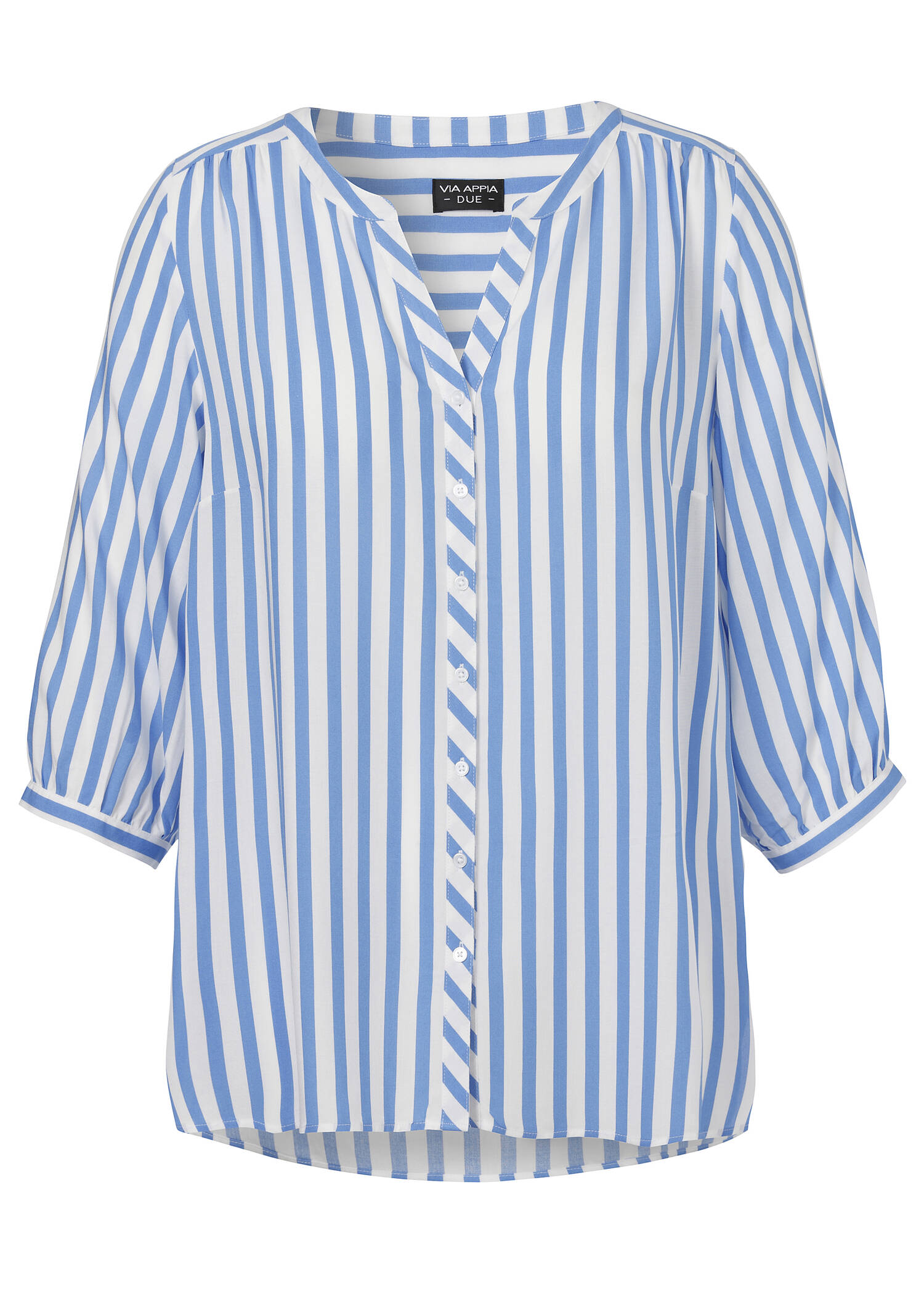 Längsgestreifte 3/4-Arm Viskose-Bluse / 