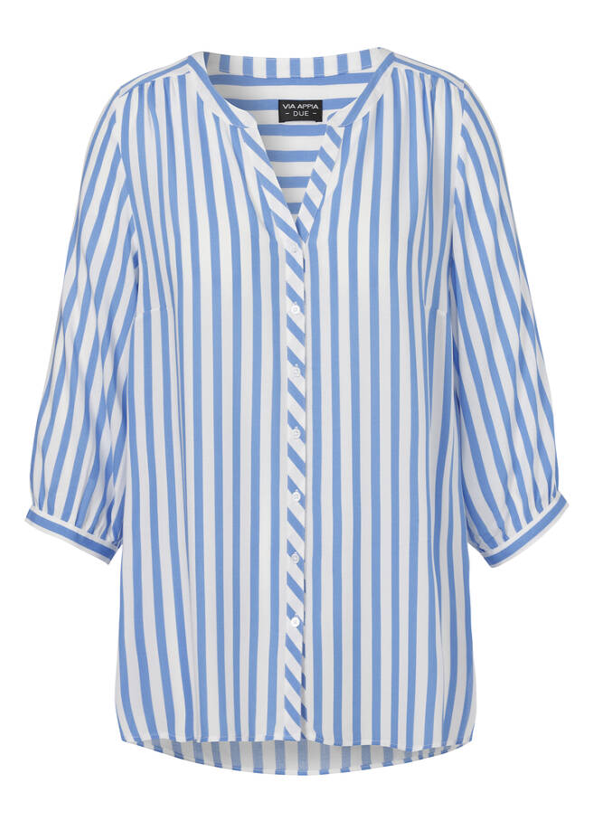 Längsgestreifte 3/4-Arm Viskose-Bluse / 