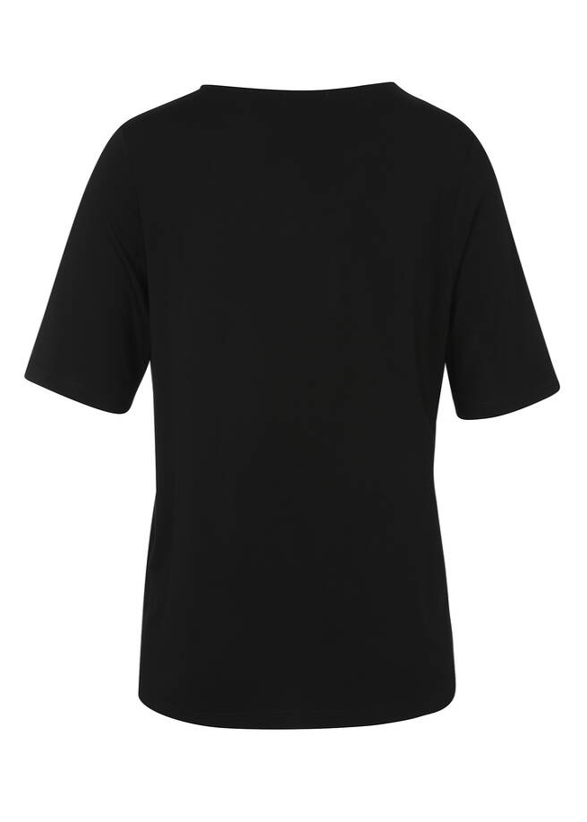 Viskose-Jersey Shirt mit geschmücktem Ausschnitt / 
