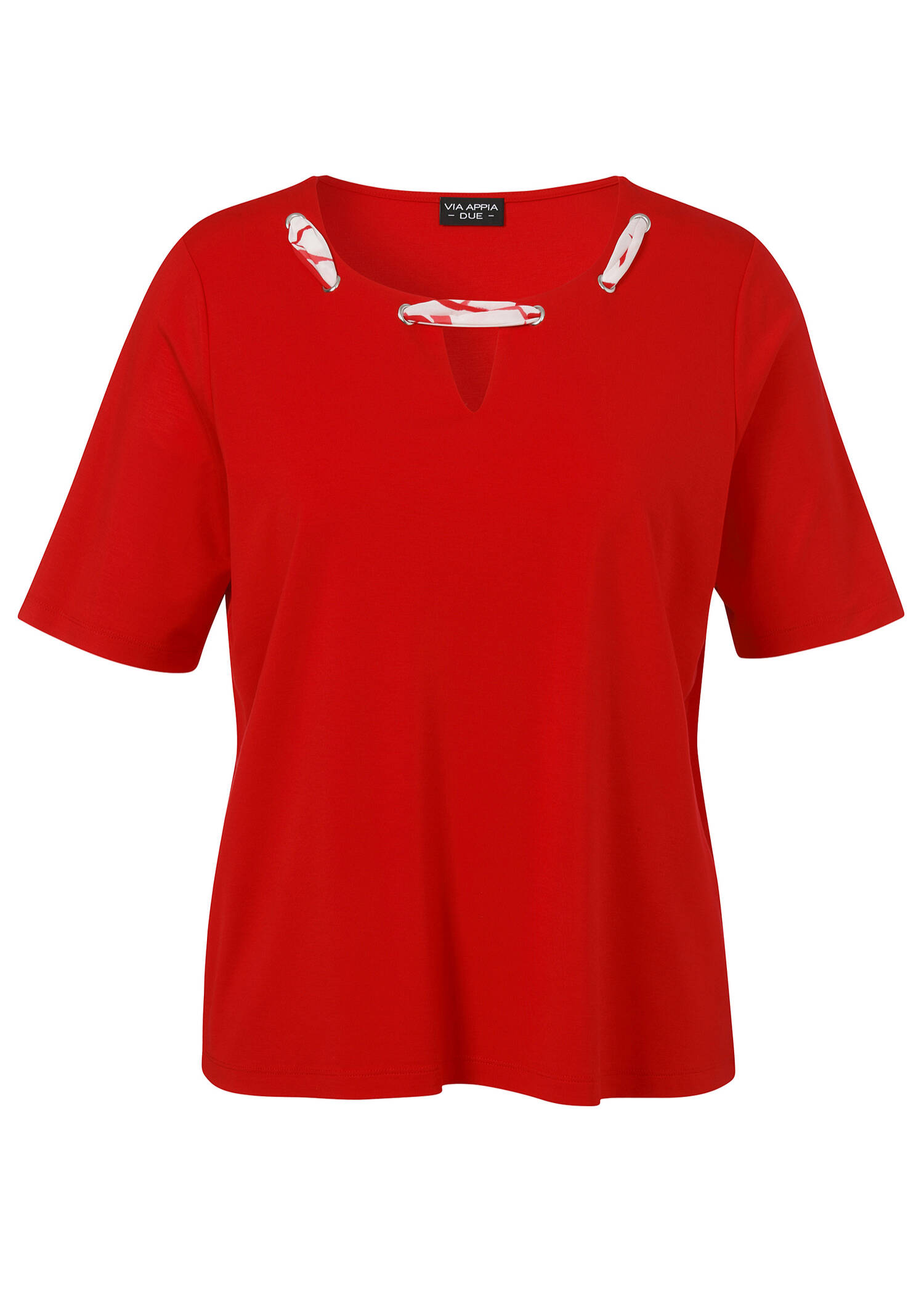 Viskose-Jersey Shirt mit geschmücktem Ausschnitt /