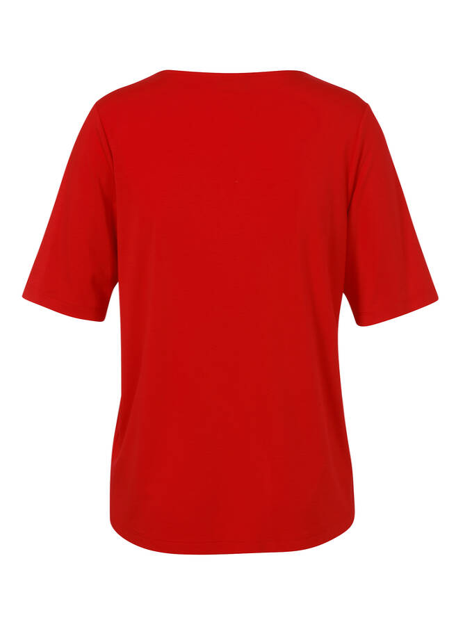Viskose-Jersey Shirt mit geschmücktem Ausschnitt / 
