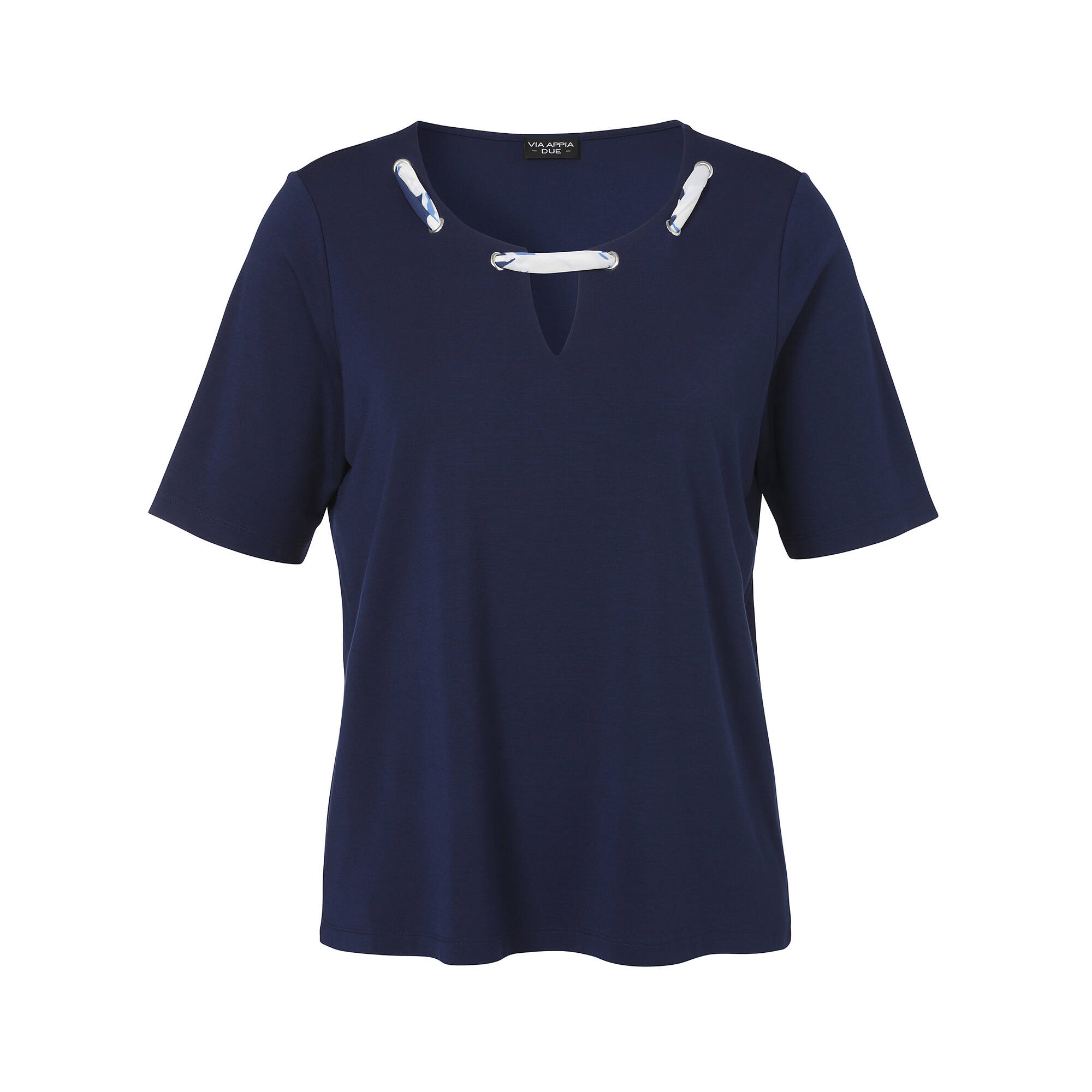 Viskose-Jersey Shirt mit geschmücktem Ausschnitt