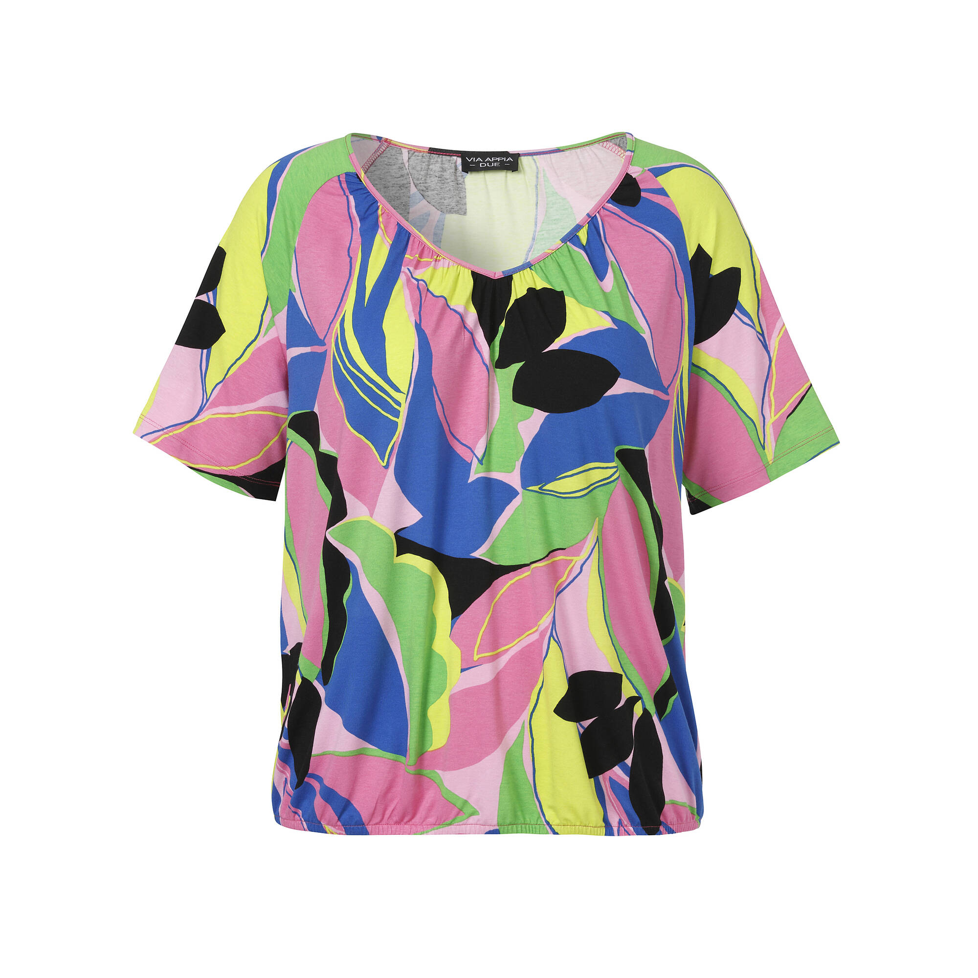 Sommerliches Print-Shirt mit Gummizug-Saum