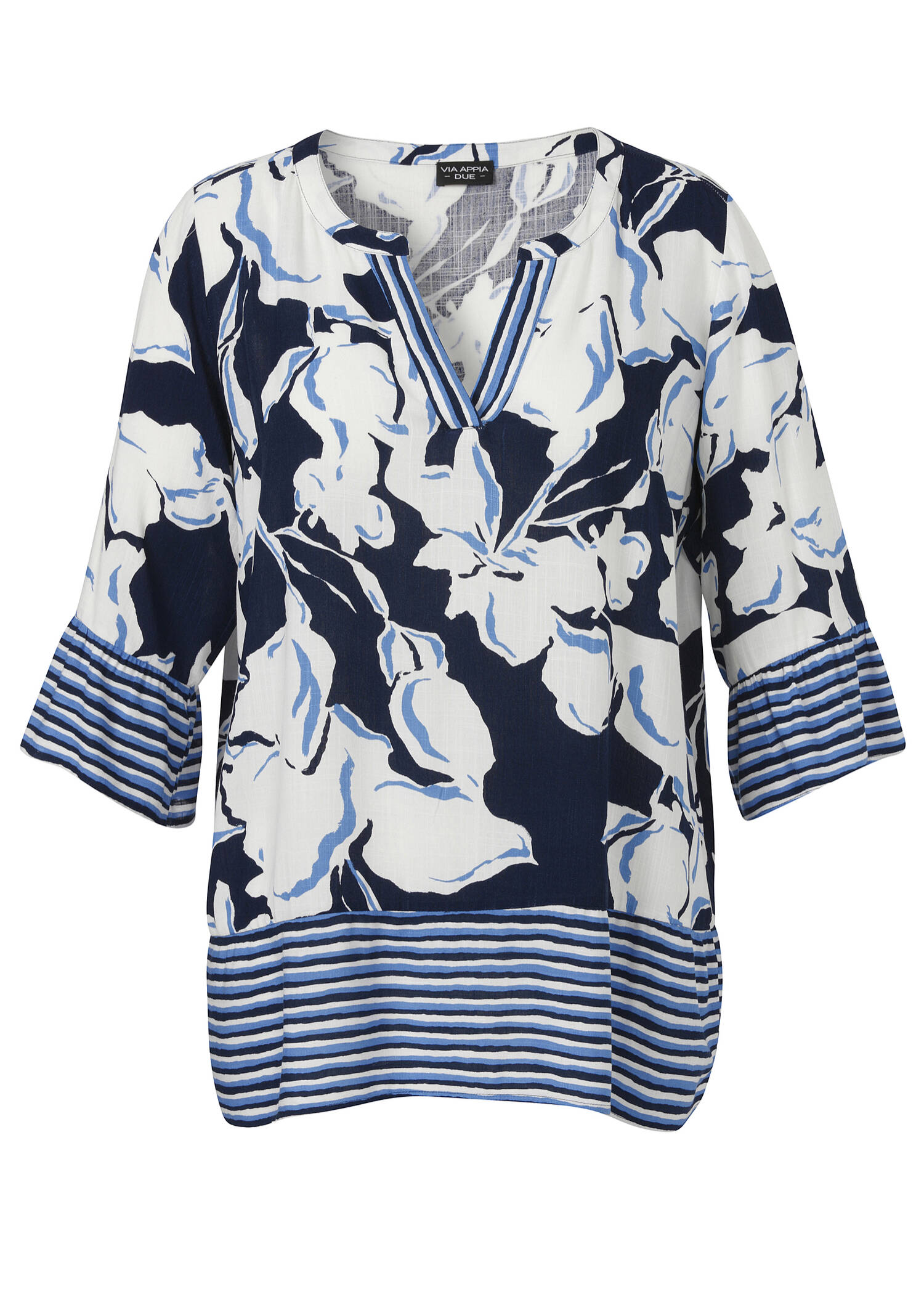 3/4 Arm Print Tunika aus zarter Viskose /