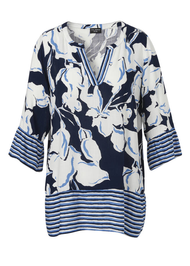 3/4 Arm Print Tunika aus zarter Viskose / 