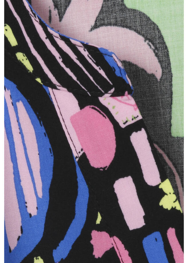 Lange Viskose Tunika mit buntem Sommer-Print / 