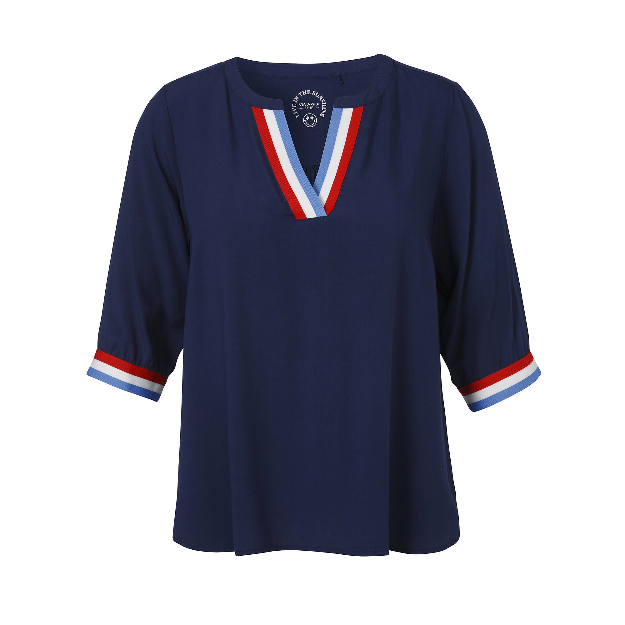 3/4-Arm Viskose-Schlupfbluse Marine-Stil