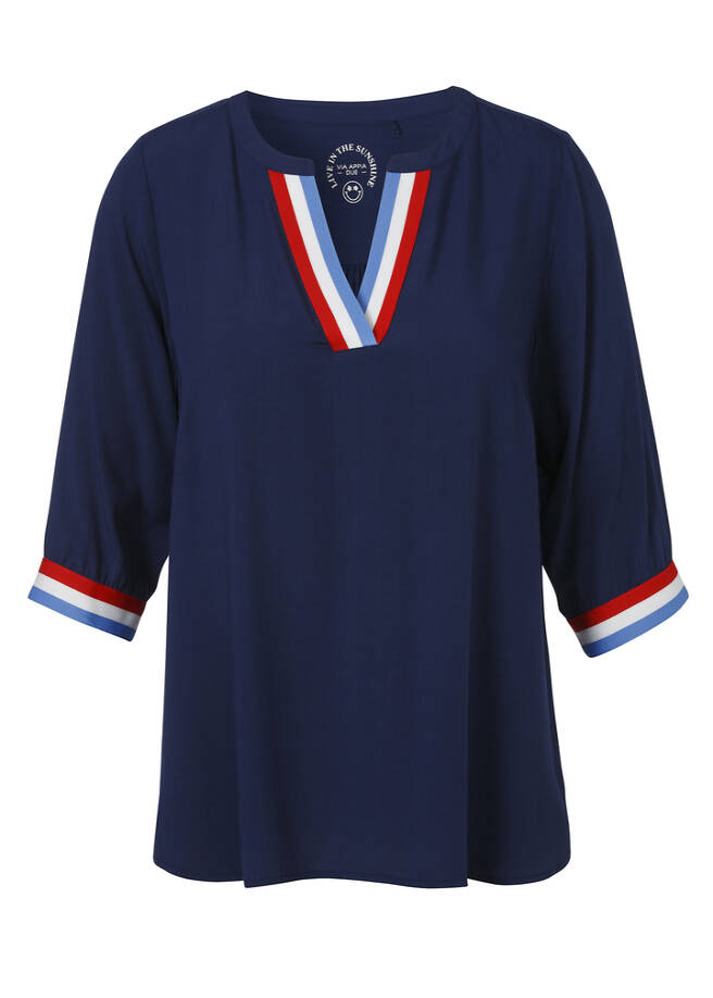 3/4-Arm Viskose-Schlupfbluse Marine-Stil / 