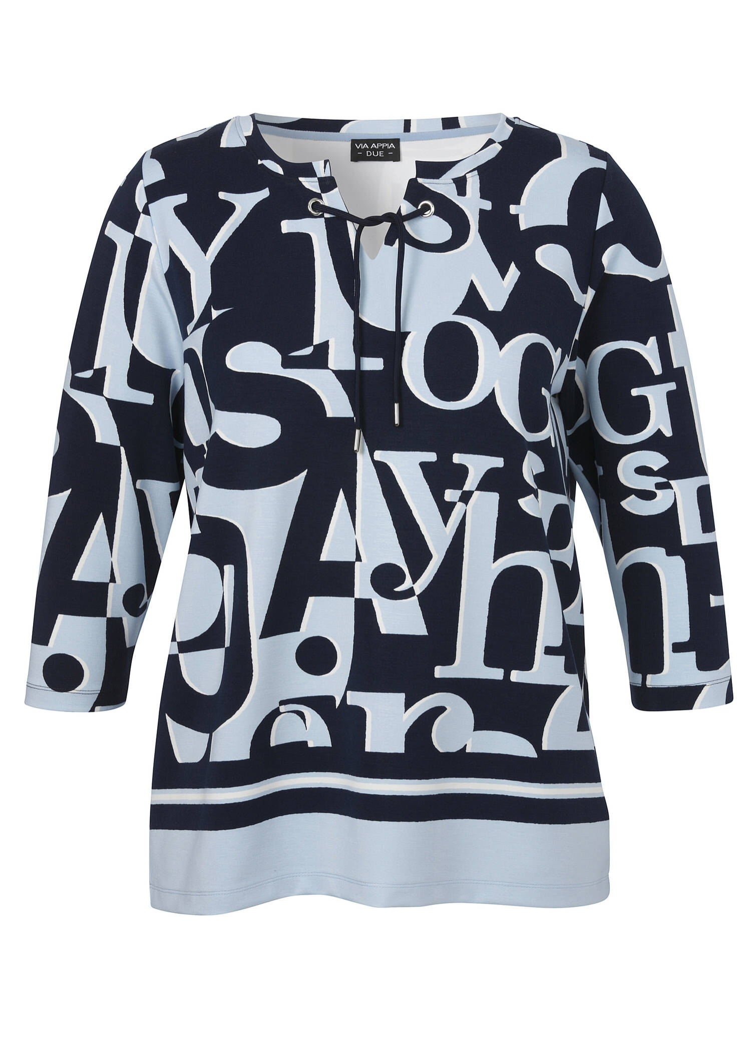 Bicolor Print Sweatshirt Eisblau - Marine /