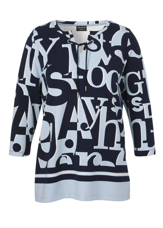Bicolor Print Sweatshirt Eisblau - Marine / 