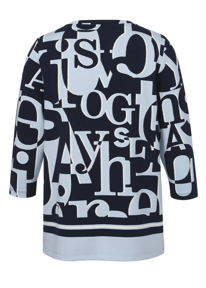 Bicolor Print Sweatshirt Eisblau - Marine / 