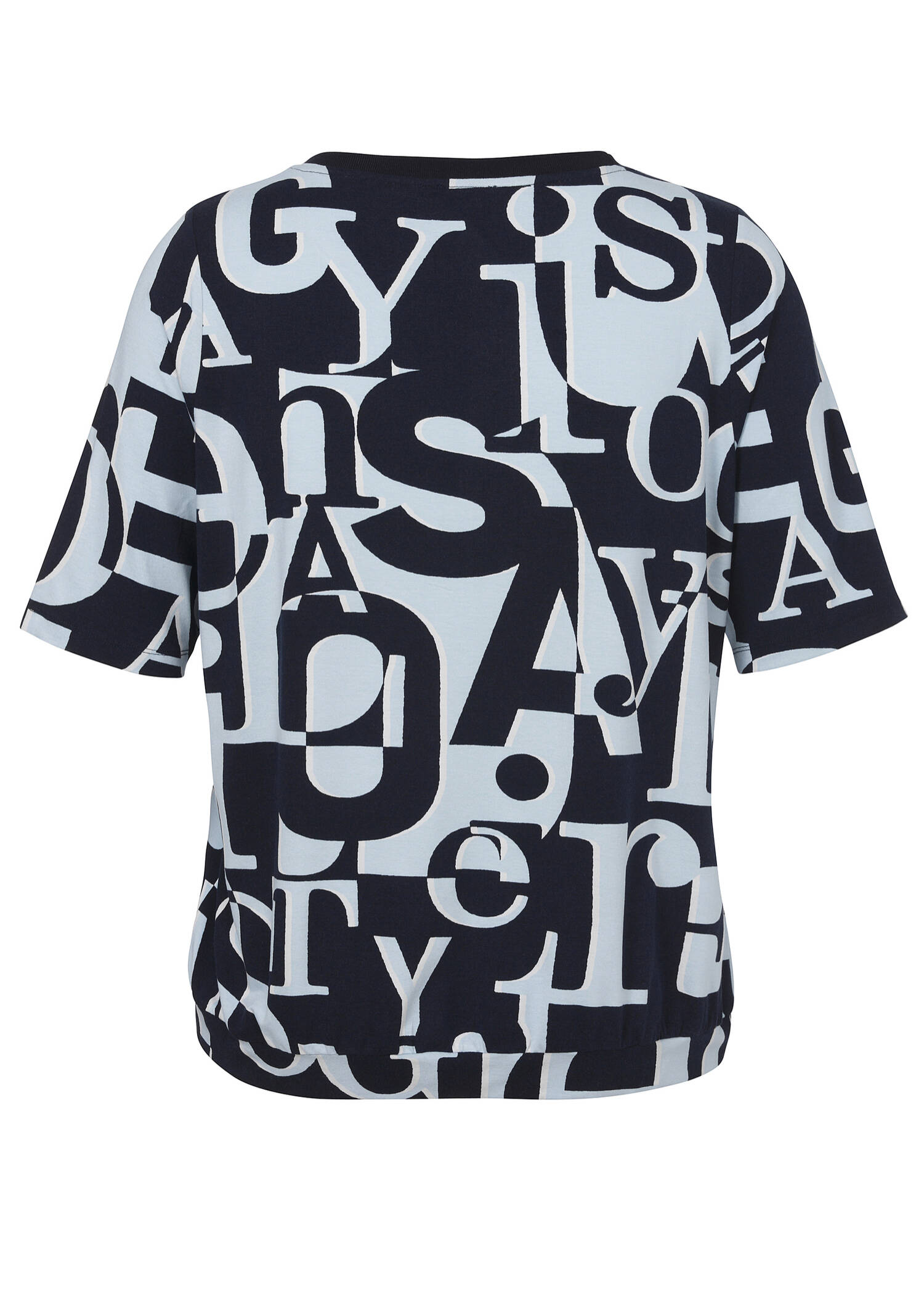 Bicolor Print T-Shirt Eisblau - Marine / 