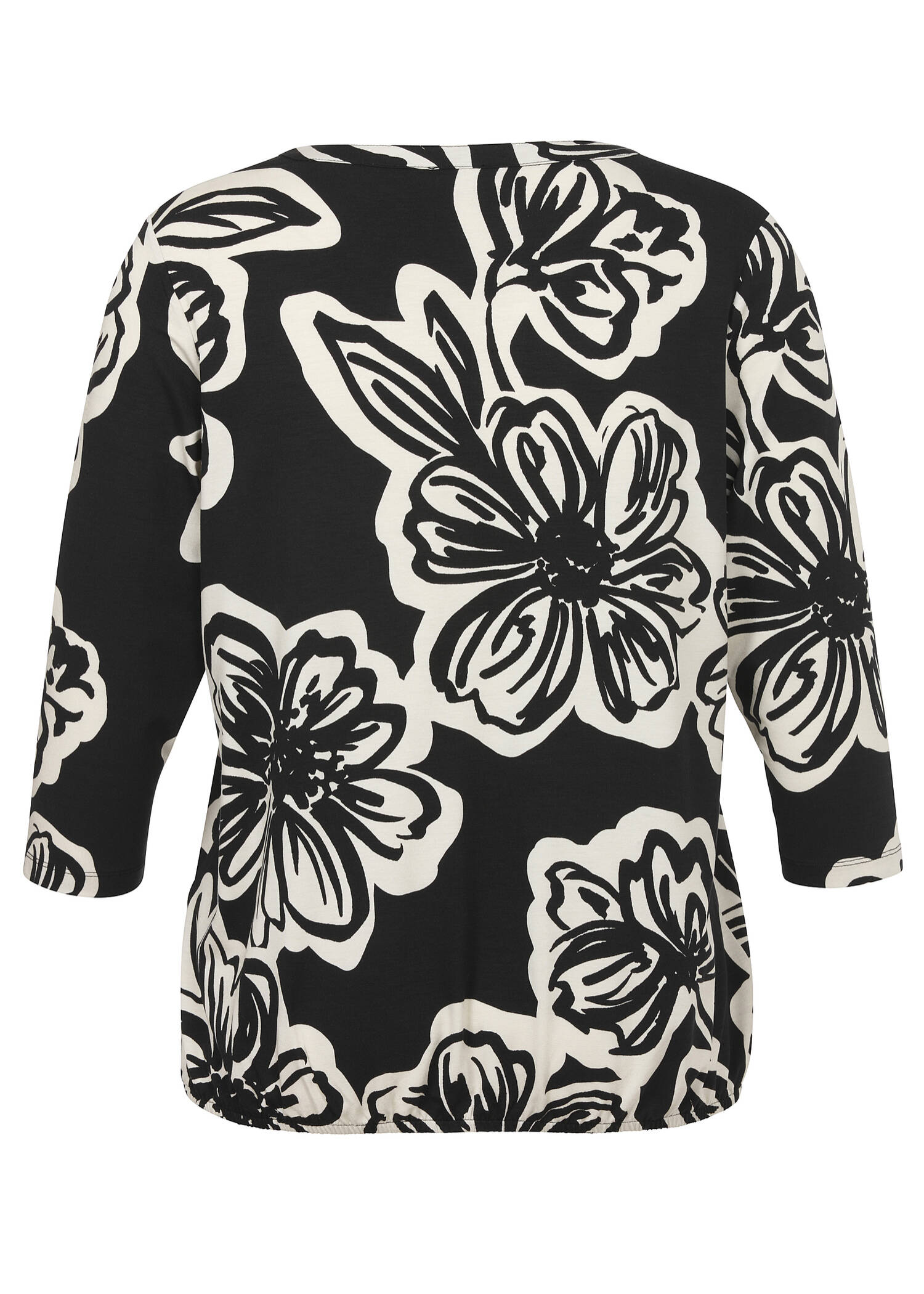 3/4-Arm Print-Shirt mit Gummizug-Saum /