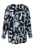 Bicolor Print Viskose Bluse Eisblau - Marine / 