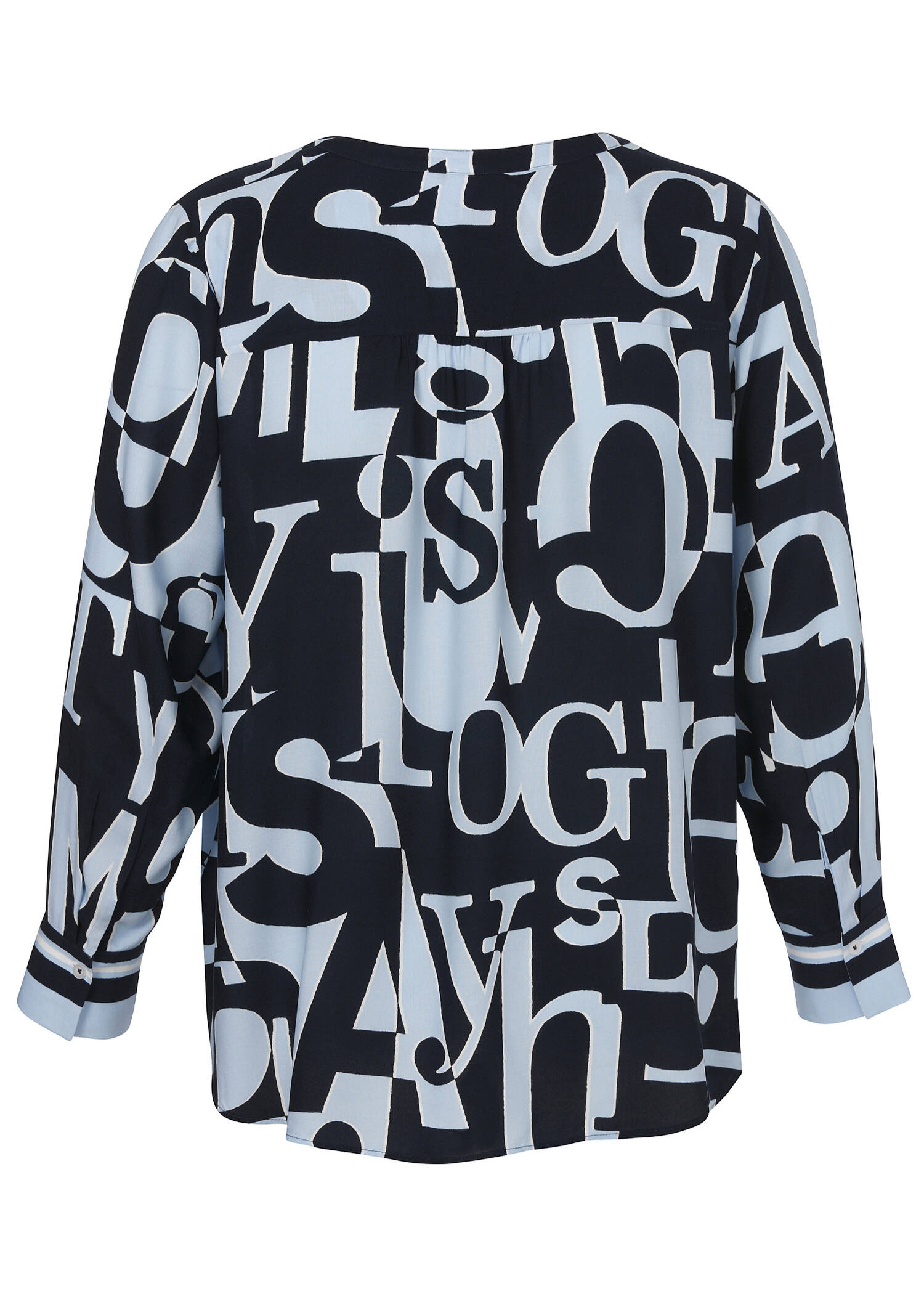 Bicolor Print Viskose Bluse Eisblau - Marine /