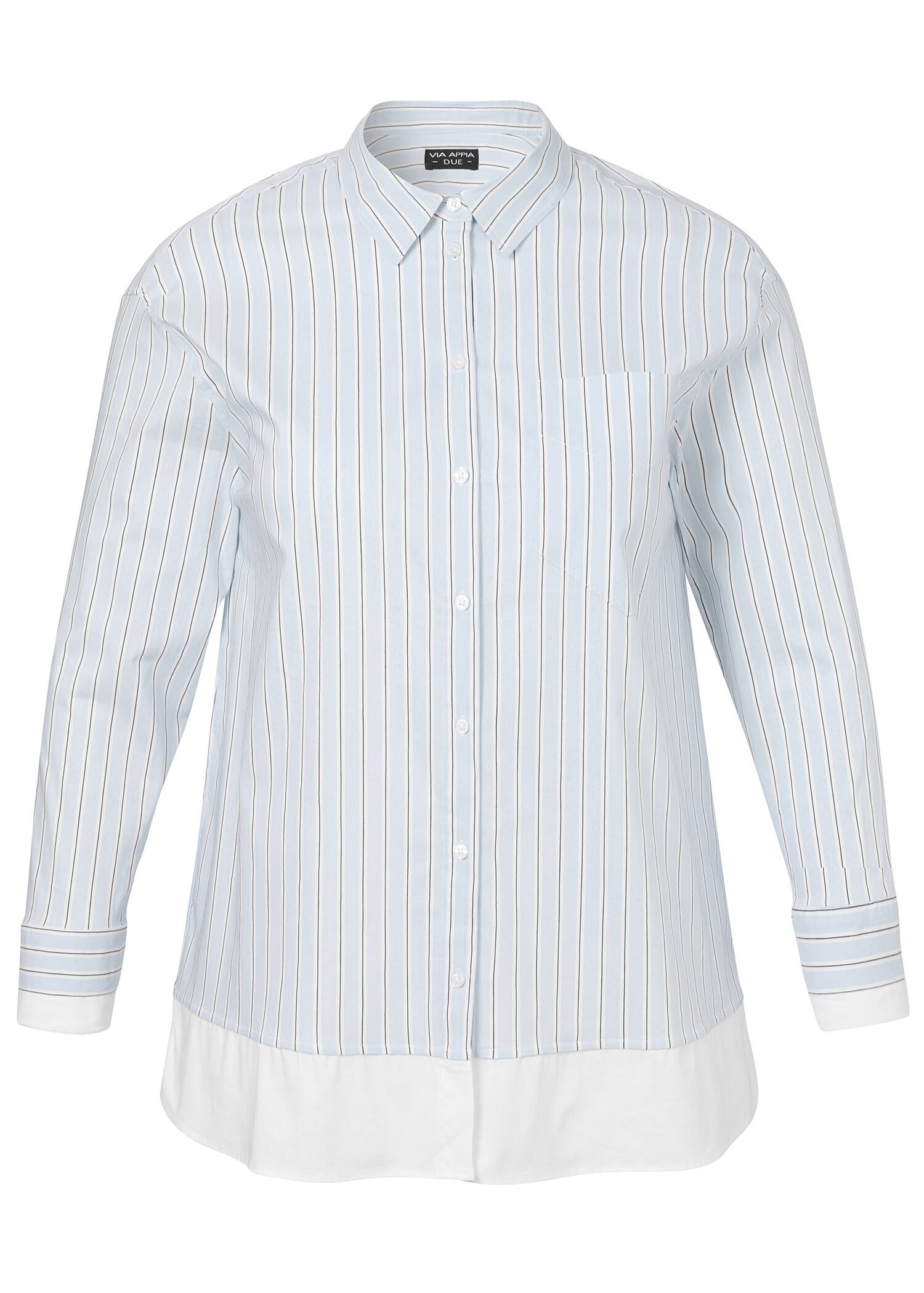 Edle Baumwoll-Stretch Bluse mit Streifen-Dessin / 