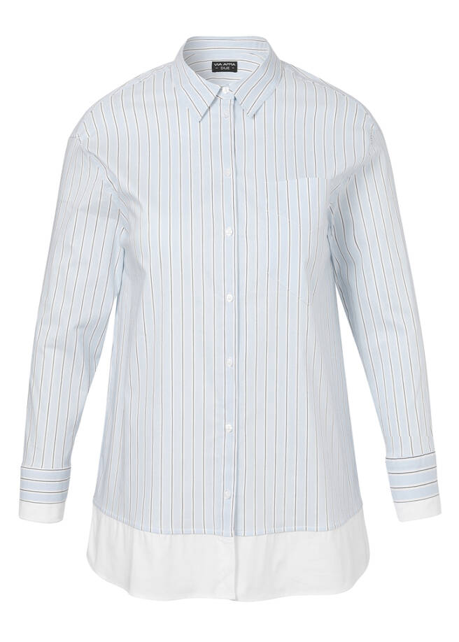 Edle Baumwoll-Stretch Bluse mit Streifen-Dessin / 