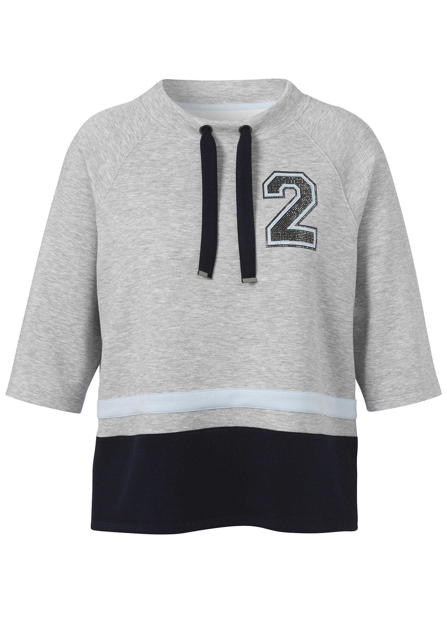 3/4- Arm Sweatshirt Sporty Deluxe Silber - Marine /