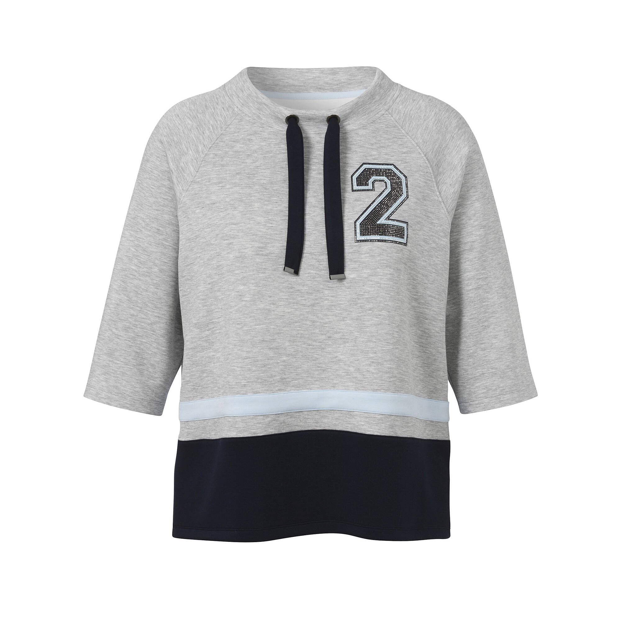 3/4- Arm Sweatshirt Sporty Deluxe Silber - Marine 3/4- Arm Sweatshirt Sporty Deluxe Silber - Marine