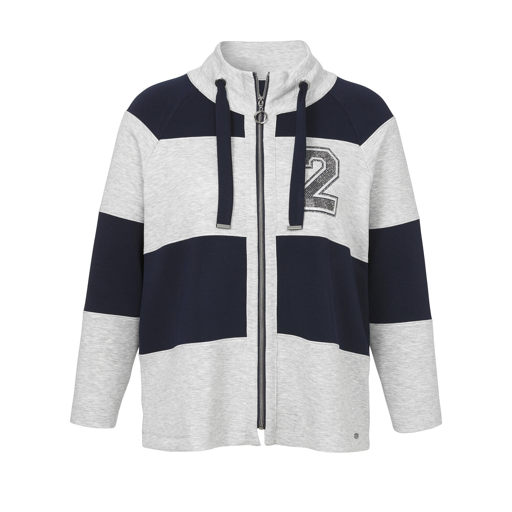 Sweatjacke mit Stehkragen Sporty Deluxe Silber - Marine Sweatjacke mit Stehkragen Sporty Deluxe Silber - Marine