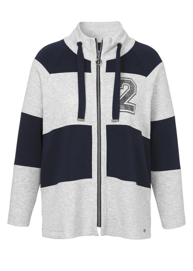 Sweatjacke mit Stehkragen Sporty Deluxe Silber - Marine / 