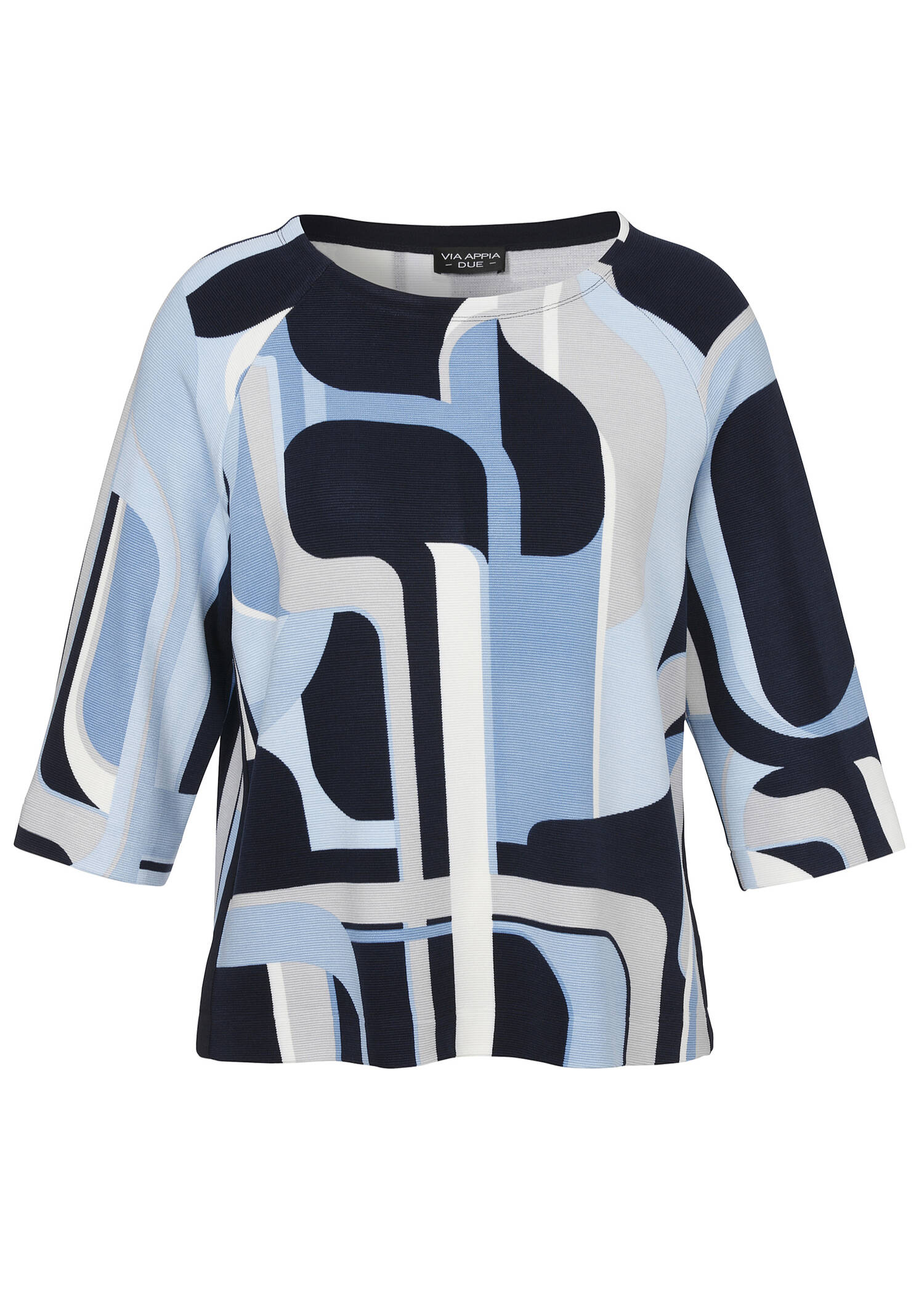 3/4-Arm Print Sweatshirt mit feiner Rippstruktur /