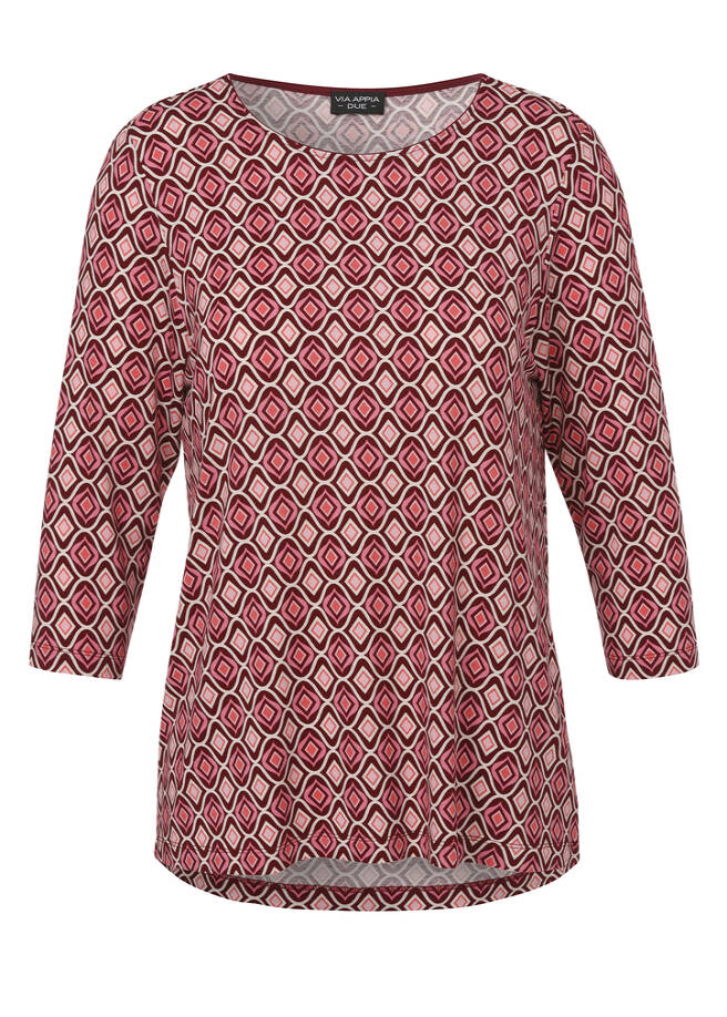 3/4-Arm Print Shirt beere multicolor Frontansicht